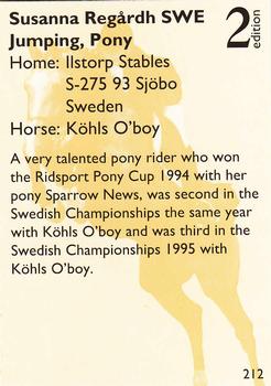 1995 Collect-A-Card Equestrian #212 Susanna Regaardh / Kohls O'boy Back